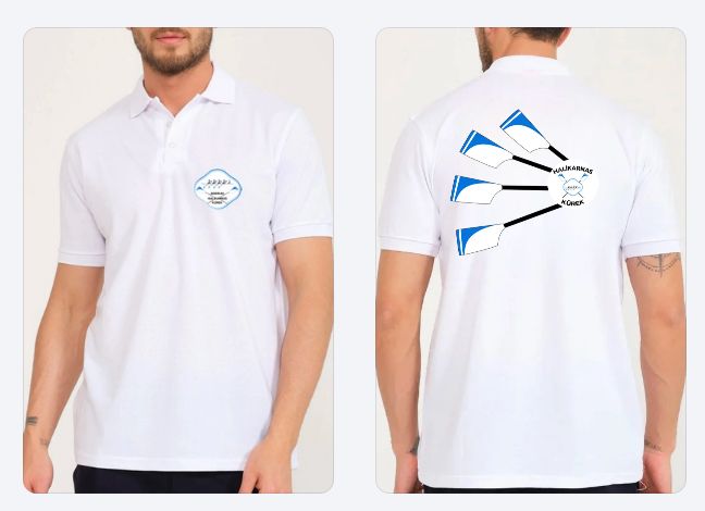 Unisex Beyaz Yakalı Pamuklu Kumaş Ön ve Sırtta Kulüp Logolu Tshirt