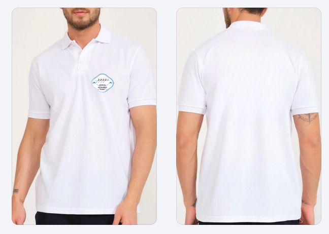 Unisex Beyaz Yakalı Pamuklu Kumaş Önde Kulüp Logolu Tshirt