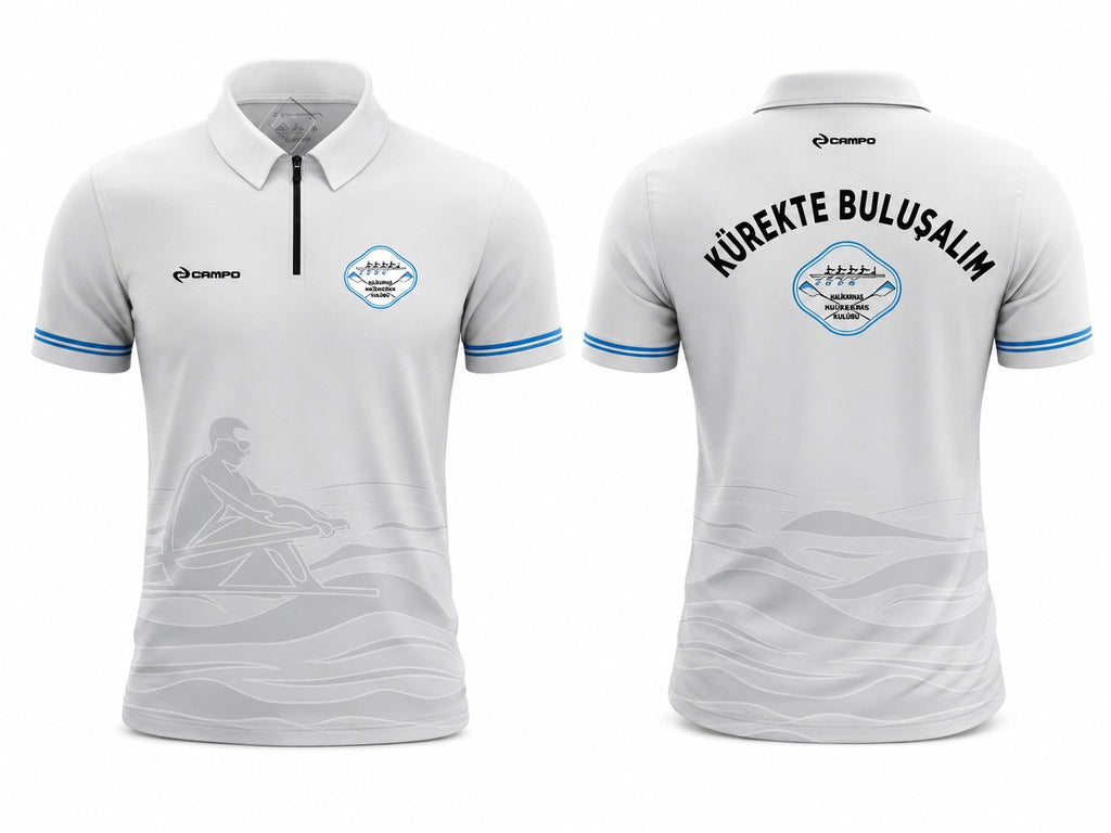Unisex Beyaz Yakalı Spor Kumaş Kulüp Logolu Tshirt